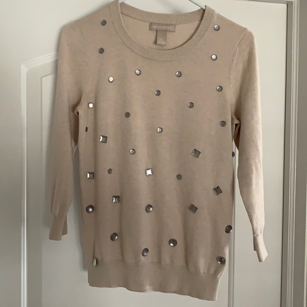 Cream Banana Republic jeweled sweater